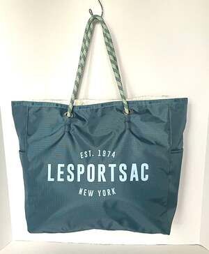 LeSportsac Reversible Tote Bag Medium Blue White Ripstop Nylon Shoulder Bag